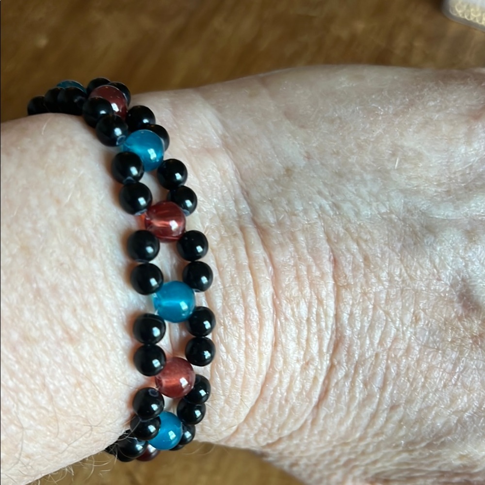 Elegant Black and Blue Beaded Bracelet